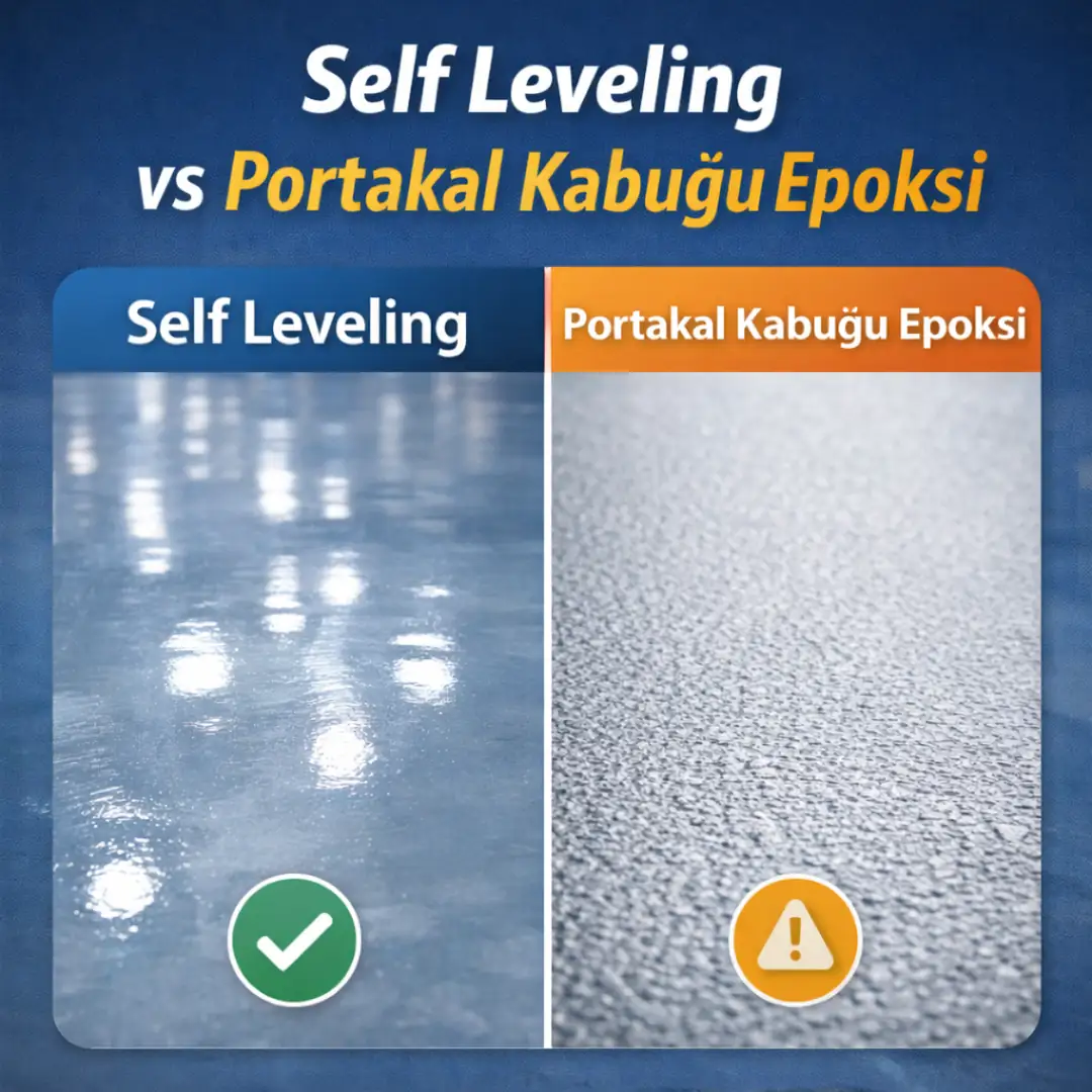 self leveling epoksi ve portakal kabuğu epoksi zemin karşılaştırması
