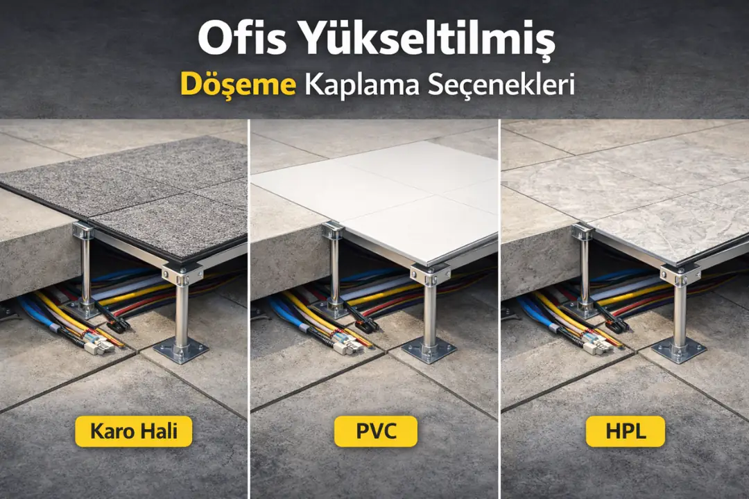 Ofis yükseltilmiş döşeme kaplama seçenekleri karo halı pvc hpl&nbsp;