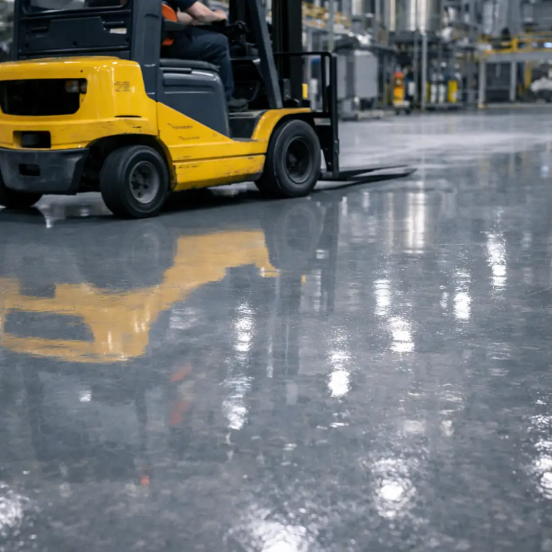 Forklift trafiğine dayanıklı epoksi fabrika zemin kaplama sistemi endüstriyel depo ve üretim alanı&nbsp;