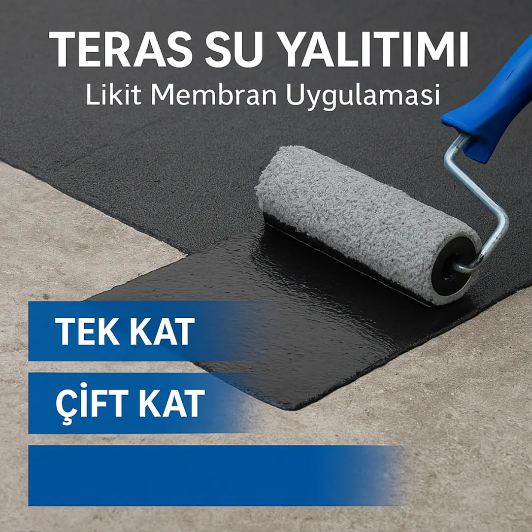 Teras su yalıtımı likit membran uygulama kesiti”