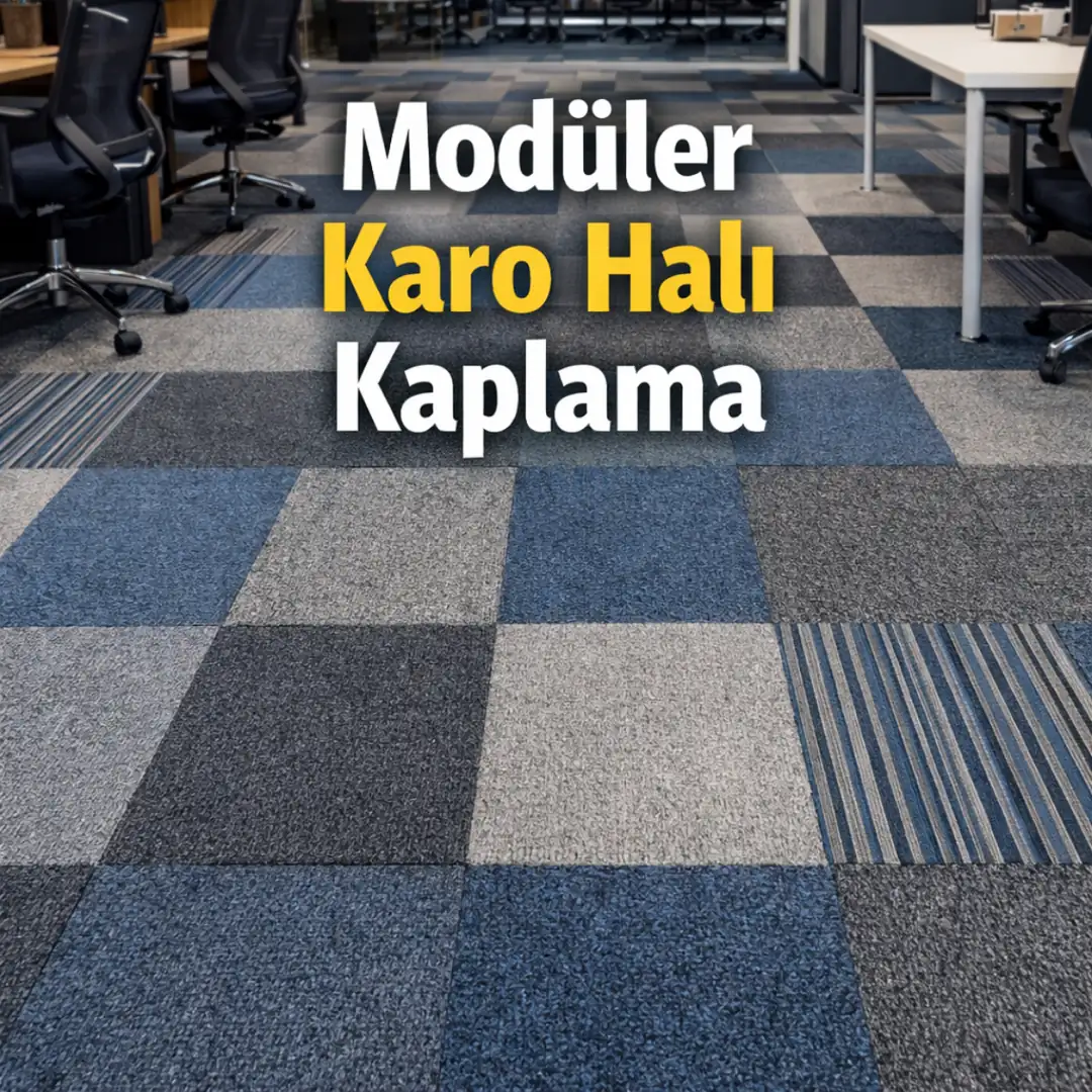 ofis zemin kaplamasında kullanılan modüler karo halı sistemi&nbsp;