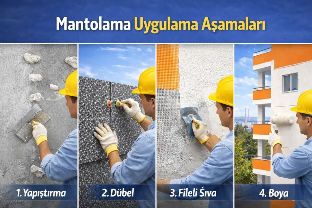 Çanakkale mantolama uygulama aşamaları yapıştırma dübel sıva boya&nbsp;