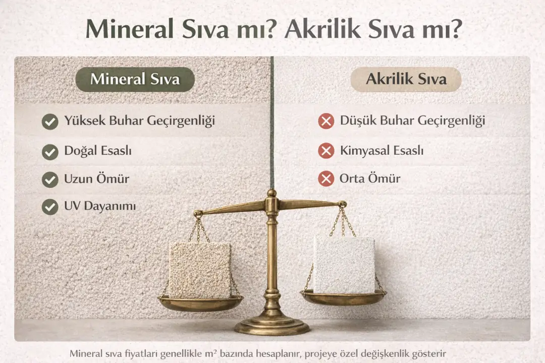 Mineral sıva ile akrilik sıva karşılaştırması – nefes alma, dayanıklılık ve yapı sağlığı&nbsp;