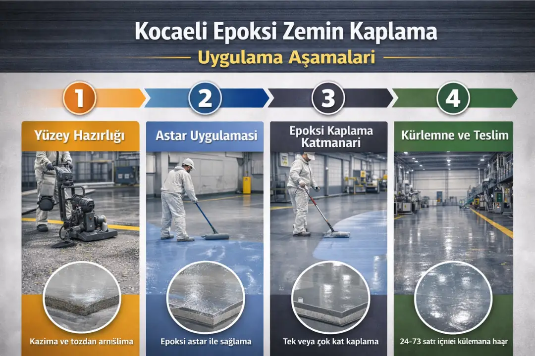 Kocaeli epoksi zemin kaplama uygulama aşamaları; yüzey hazırlığı, astar ve kaplama süreci&nbsp;