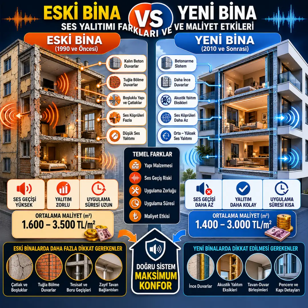 Eski ve yeni binalarda ses yalıtımı farkları&nbsp;