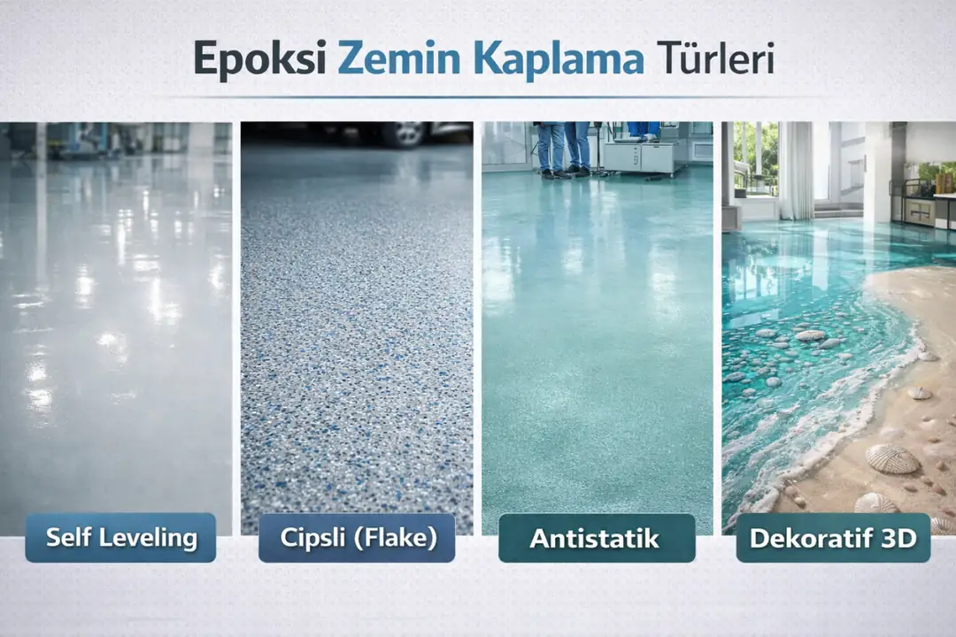 Epoksi zemin kaplama türleri; self leveling, cipsli, antistatik sistemler&nbsp;