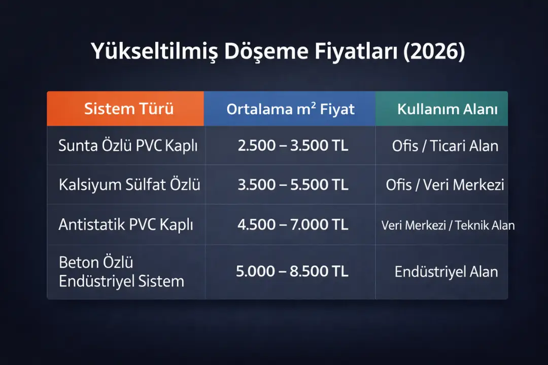 2026 yükseltilmiş döşeme sistemleri m2 fiyatları ve sistem karşılaştırması
