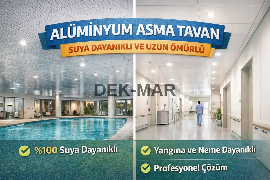 Alüminyum asma tavan sistemleri ile havuz, hastane ve nemli ticari alanlarda uzun ömürlü çözümler.&nbsp;