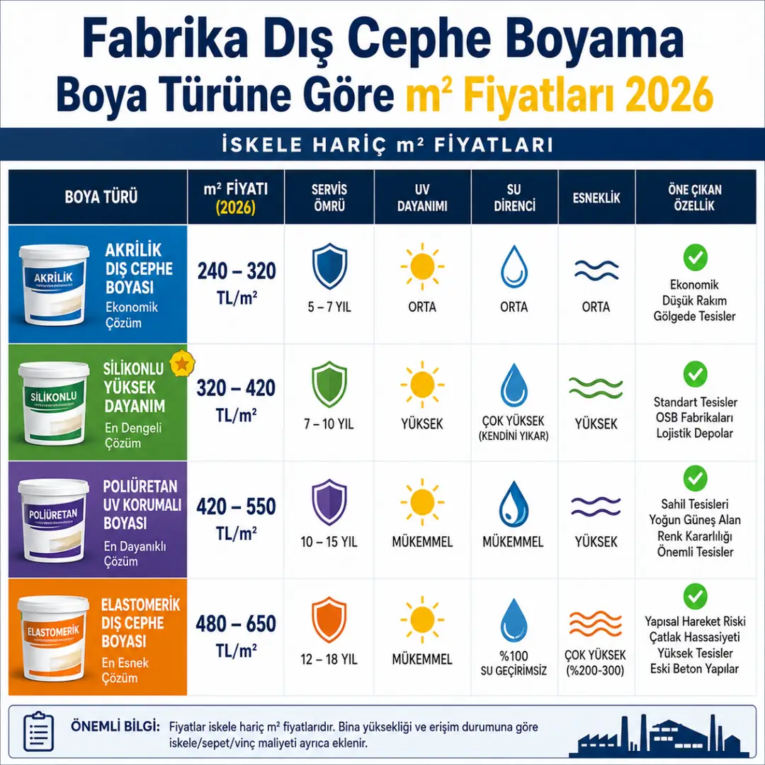 Fabrika dış cephe boyama fiyat tablosu akrilik silikonlu poliüretan elastomerik sistem karşılaştırması&nbsp;