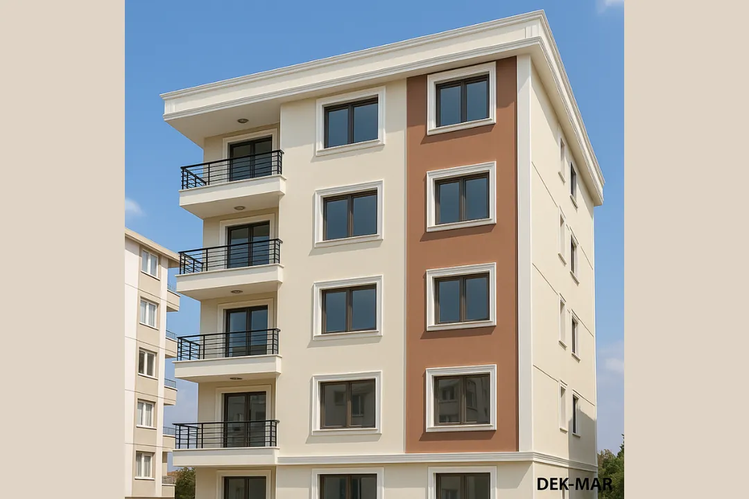 Dek-Mar İnşaat tarafından tamamlanmış Filli Boya Dalmaçyalı mantolama referans proje fotoğrafı.