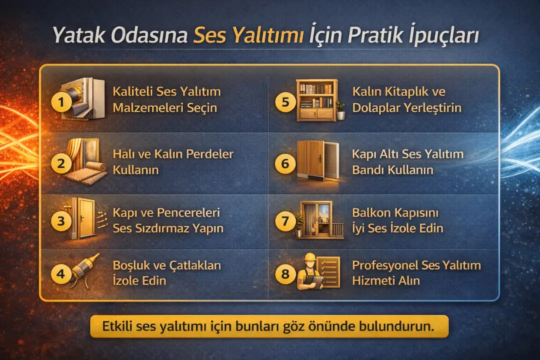 Yatak odasında etkili ses yalıtımı için pratik ipuçları, kapı, pencere ve mobilya yerleşimi önerileri&nbsp;