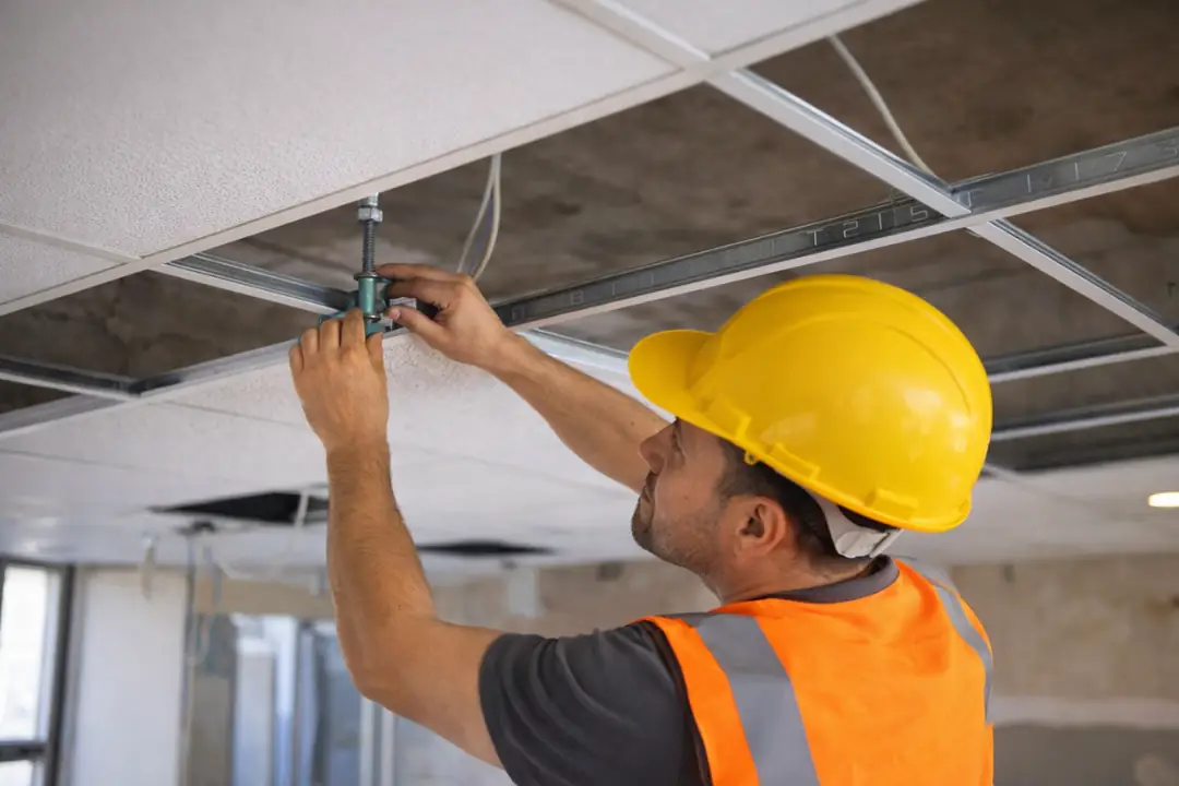 Karolam asma tavan uygulama süreci askı sistemi montajı ve panel yerleşimi saha çalışması&nbsp;