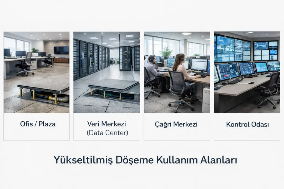 Yükseltilmiş döşeme kullanım alanları ofis veri merkezi teknik alan