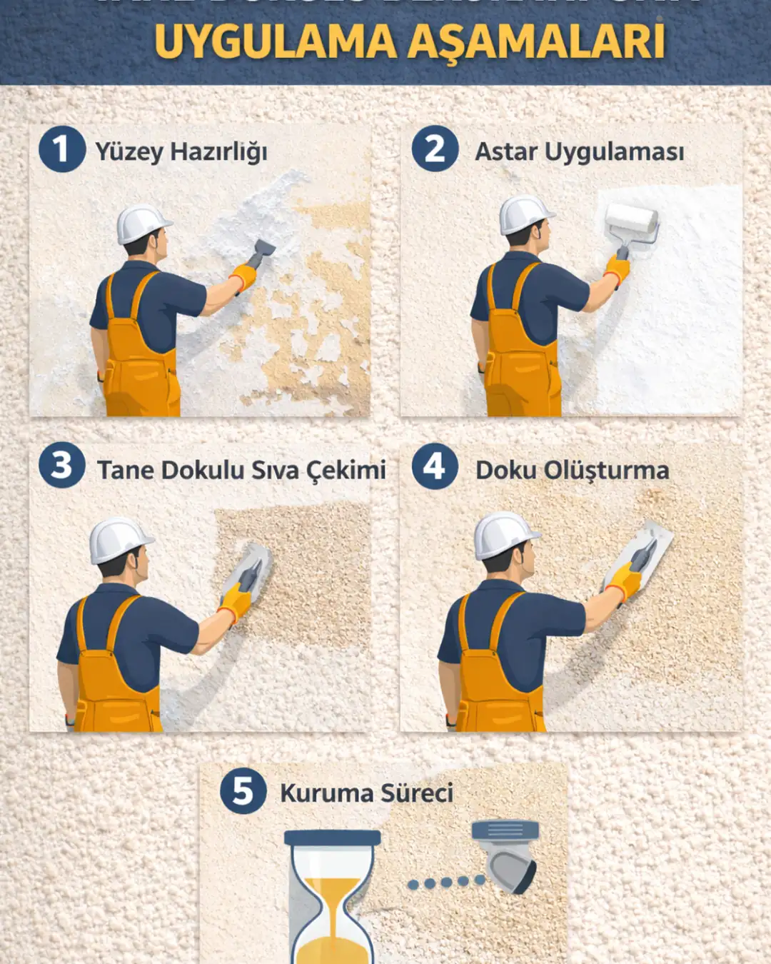 Tane dokulu dekoratif sıva uygulama aşamaları – profesyonel ve doğru kaplama süreci&nbsp;