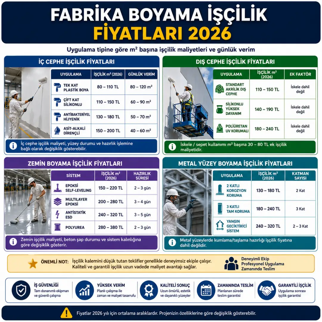 Fabrika boyama işçilik fiyatları iç cephe dış cephe epoksi zemin uygulama karşılaştırması&nbsp;
