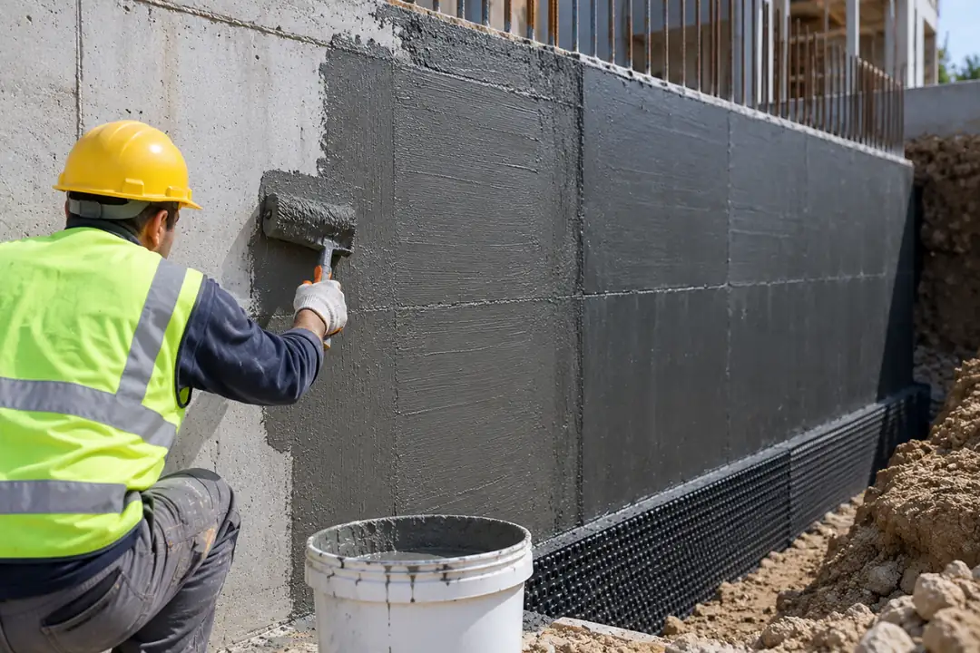 Bodrum kat betonarme perde duvarında çimento esaslı sürme su yalıtımı uygulaması
