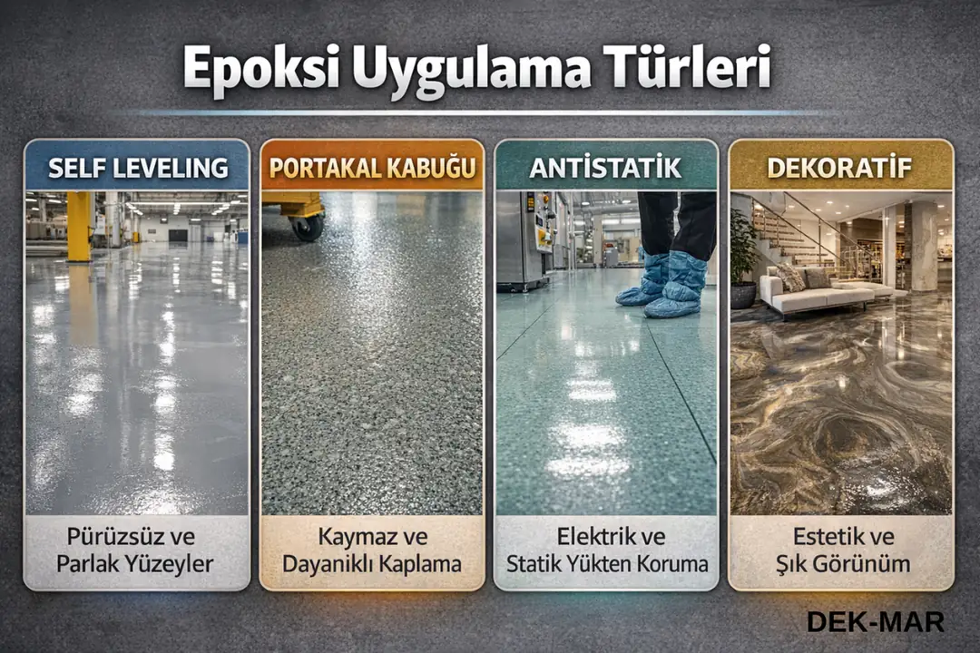 Epoksi zemin kaplama yapan firmaların uyguladığı epoksi zemin türleri karşılaştırması&nbsp;