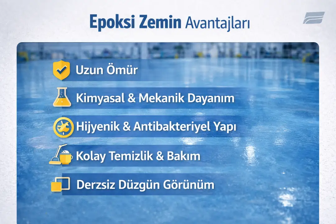 Epoksi zemin kaplama avantajları infografik&nbsp;