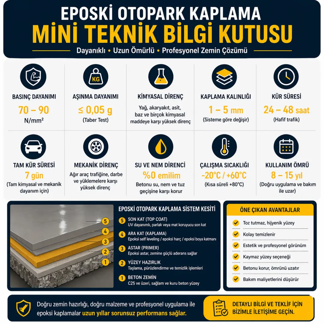 Epoksi zemin kaplama teknik özellikleri dayanım değerleri ve kullanım ömrü&nbsp;