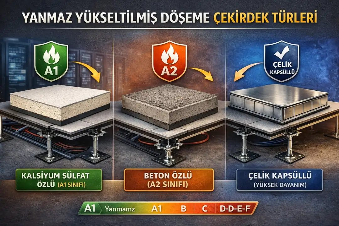Yanmaz yükseltilmiş döşeme çekirdek türleri