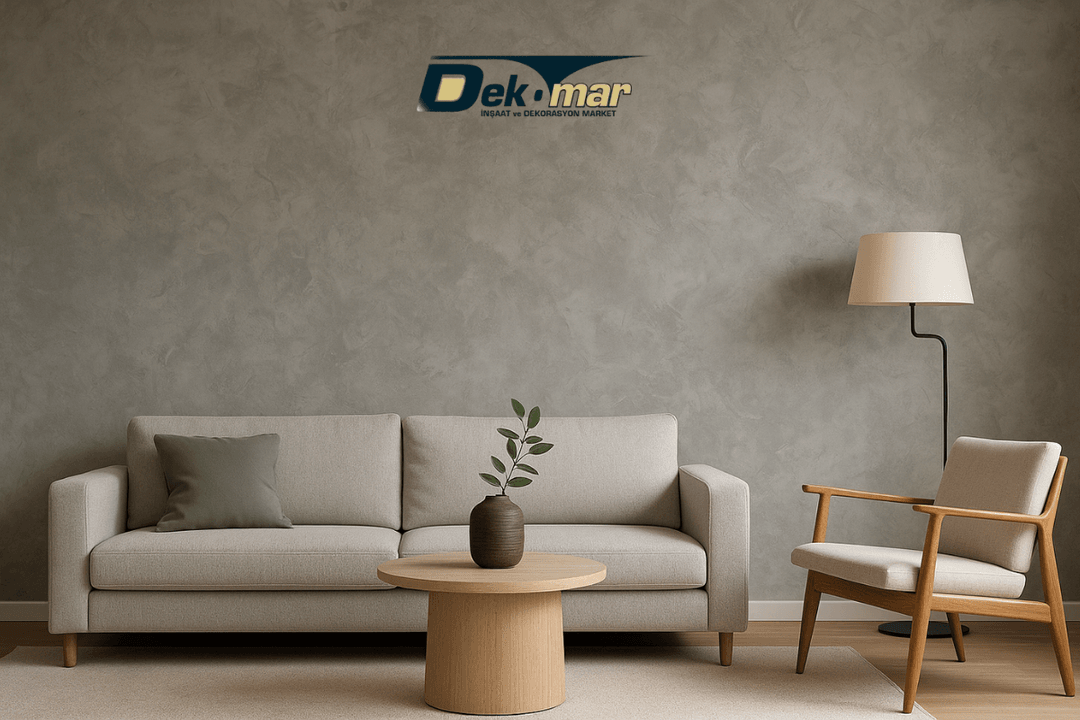 Dekoratif İtalyan boya uygulaması – modern iç mekan örneği. 