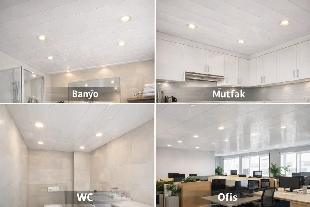 Asma tavan plastik sistemlerinin banyo, mutfak ve ofis uygulamaları&nbsp;