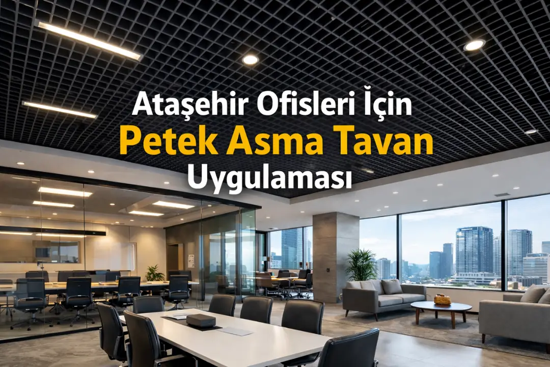 Ataşehir plaza ofislerinde petek asma tavan uygulaması&nbsp;