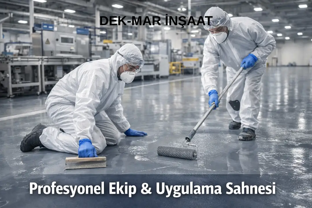 Hadımköy epoksi zemin kaplama profesyonel ekip ve endüstriyel uygulama sahnesi&nbsp;