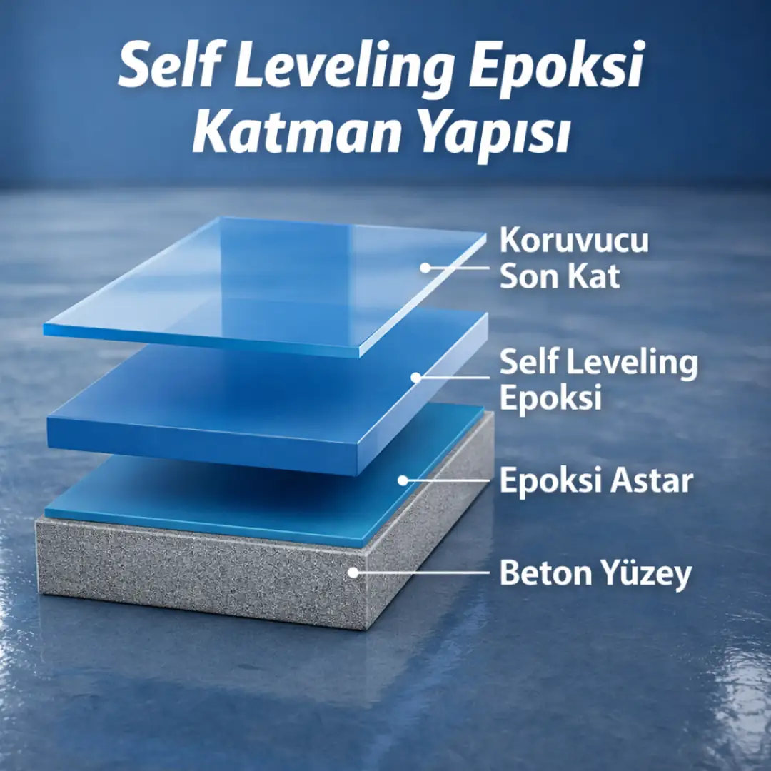 self leveling epoksi kaplama katman yapısı diyagramı