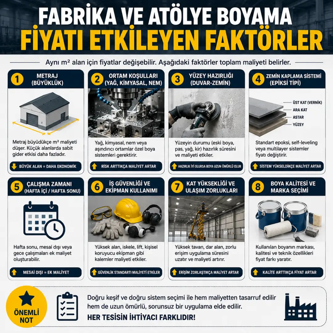 Sancaktepe fabrika boyama fiyatını etkileyen faktörler