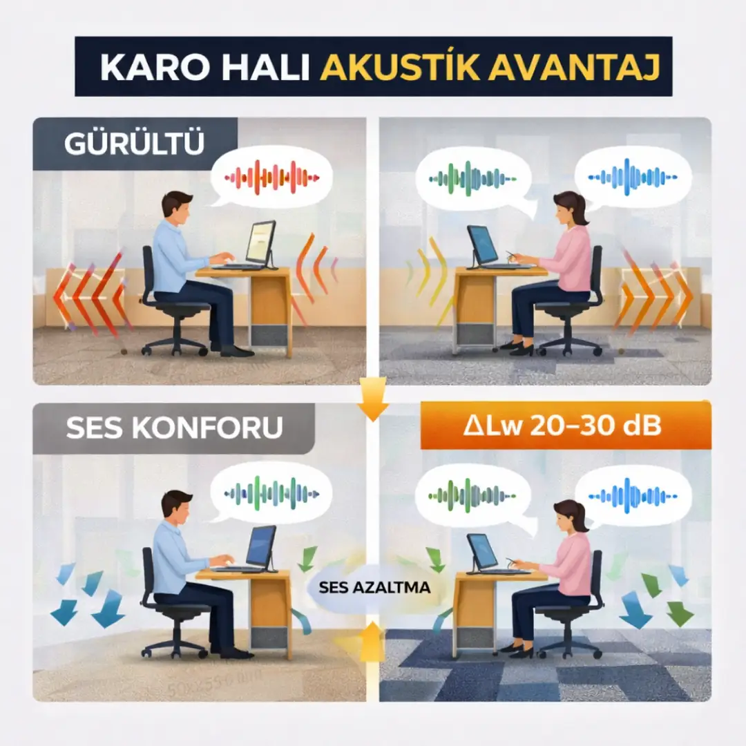 karo halı akustik performans ve ses yalıtım avantajı&nbsp;