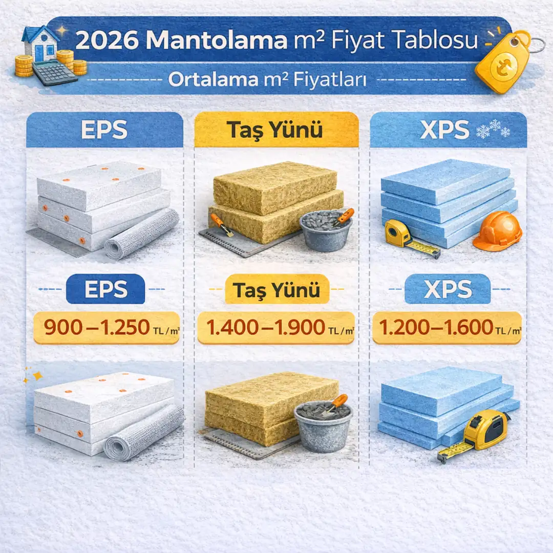 mantolama fiyat tablosu eps taş yünü xps m2 fiyat karşılaştırması
