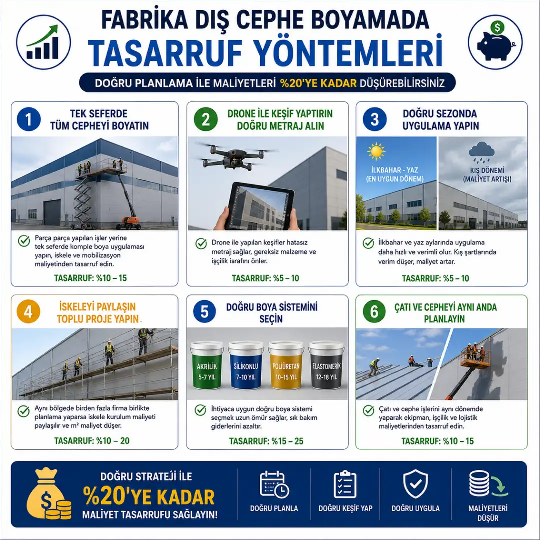 Fabrika dış cephe boyama maliyet düşürme yöntemleri ve tasarruf stratejileri&nbsp;