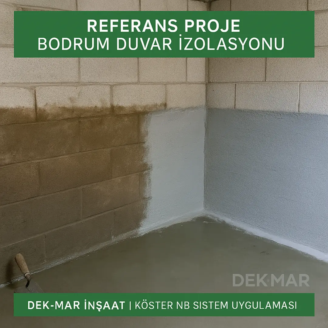Duvar rutubeti referans projesi – KÖSTER NB Elastik 2K uygulamasıyla bodrum duvar izolasyonu – Dek-Mar İnşaat 2025