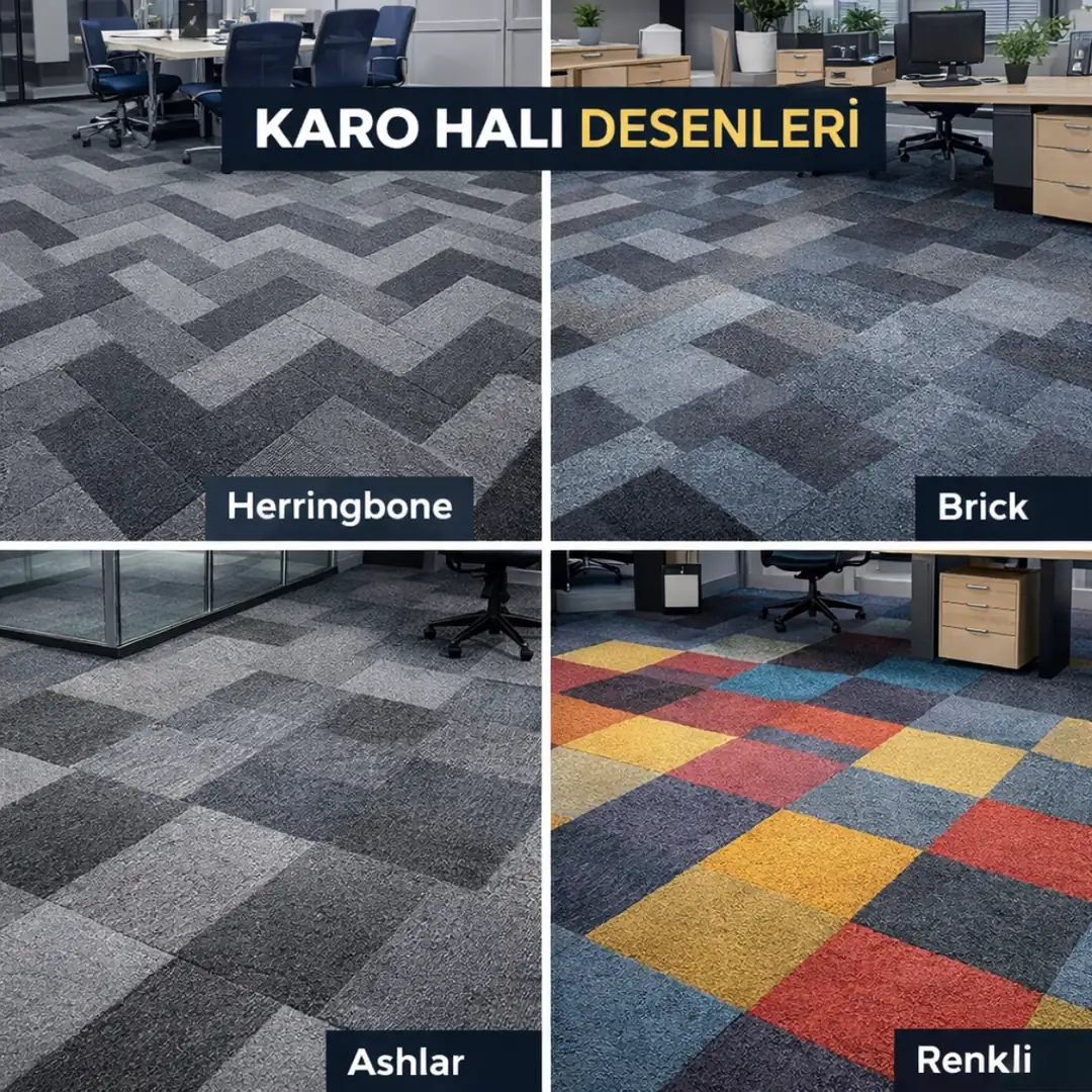 ofis için farklı karo halı desen ve modüler zemin tasarımları&nbsp;