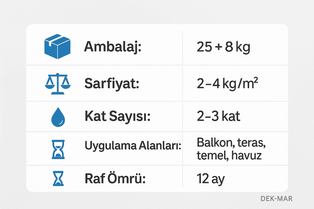 Köster NB Elastik 2K teknik bilgiler: ambalaj, sarfiyat, kat sayısı, kullanım alanları ve raf ömrü. 