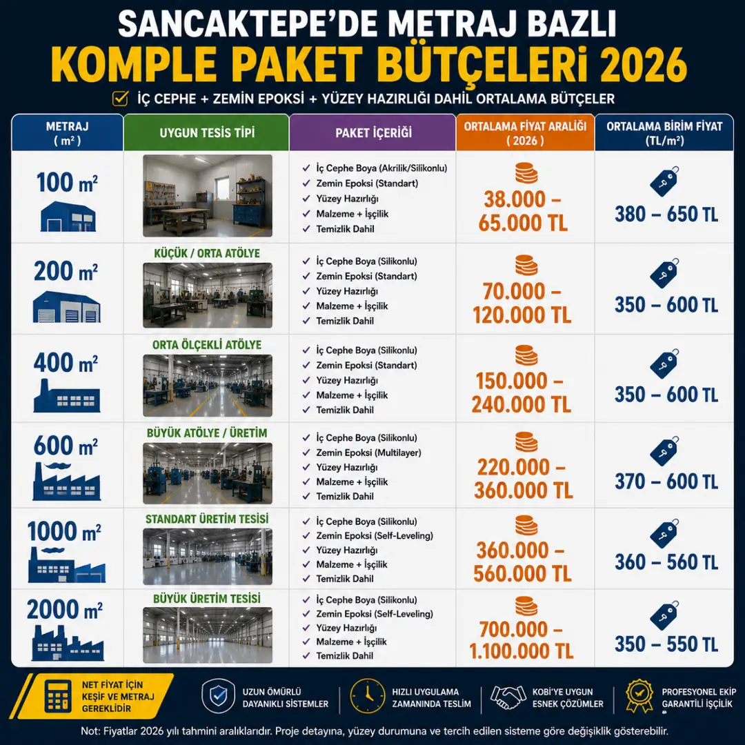 Sancaktepe metraj bazlı fabrika boyama bütçe hesaplaması