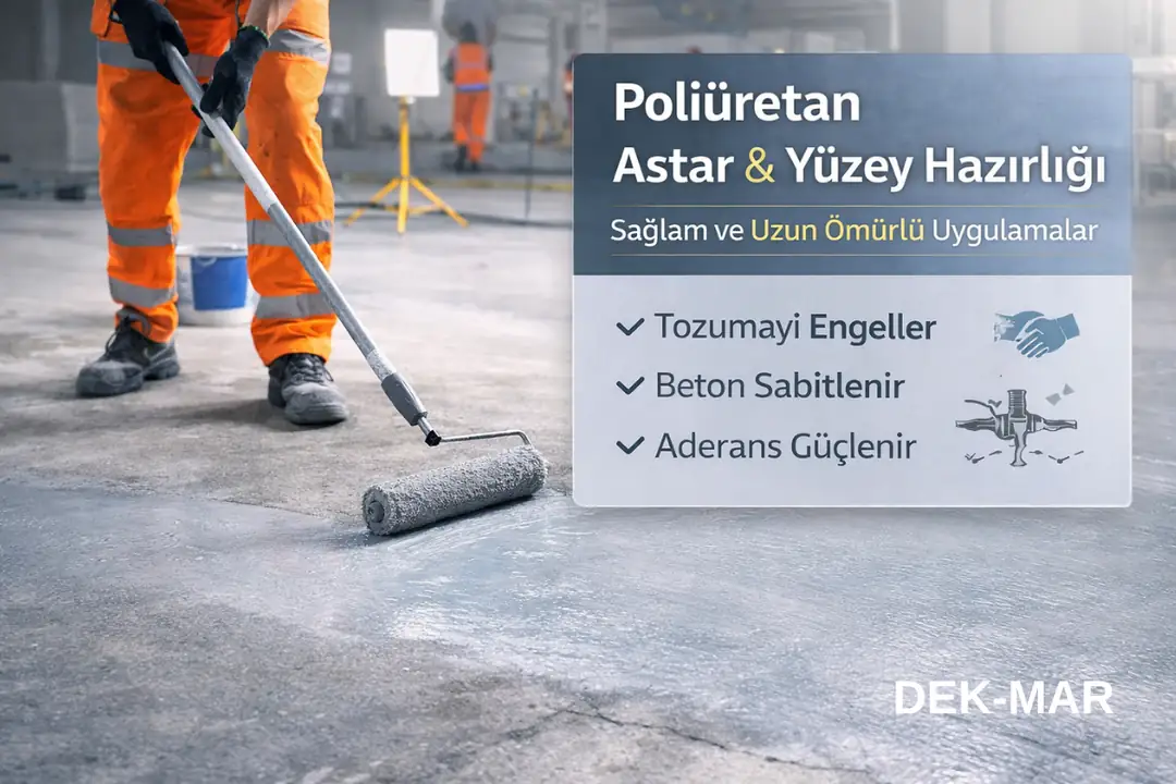 Poliüretan zemin kaplama öncesi kullanılan astar malzemeleri ile beton yüzey hazırlığı uygulaması&nbsp;