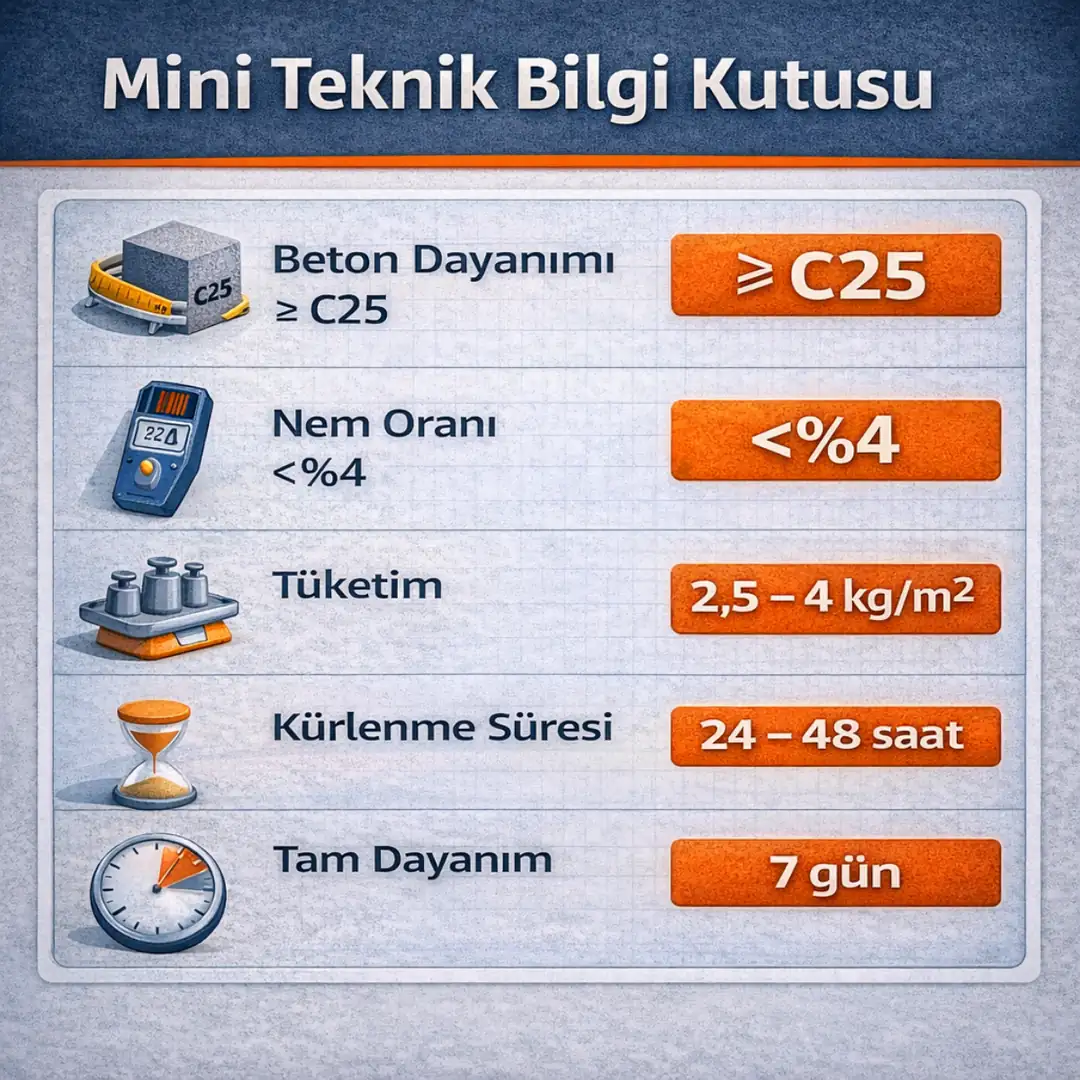 Başakşehir epoksi zemin kaplama teknik bilgiler, tüketim değerleri ve uygulama şartları