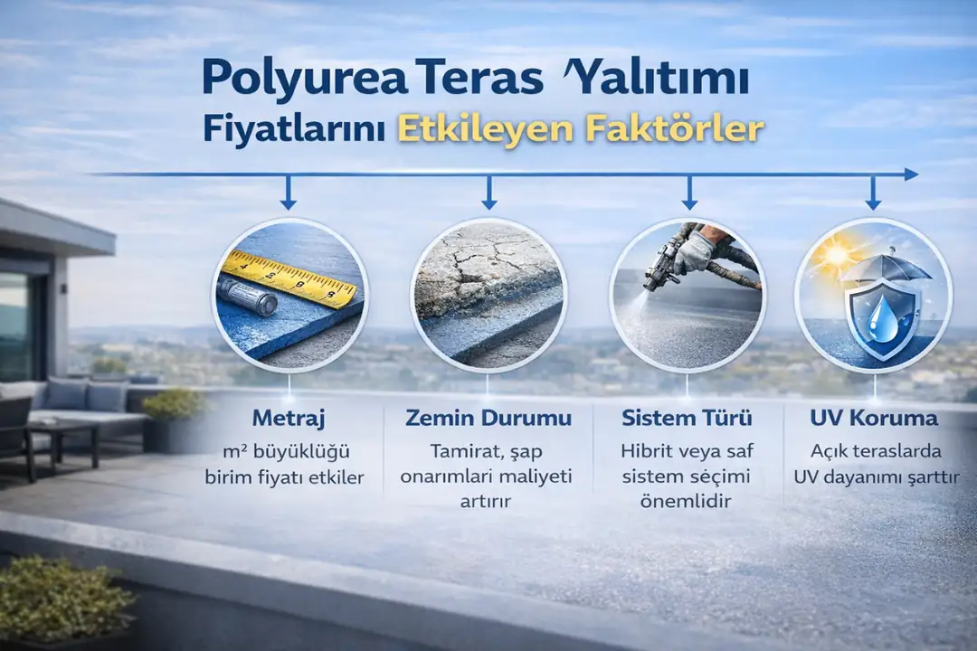 Polyurea teras su yalıtımı fiyatını etkileyen zemin, m2 ve sistem faktörleri&nbsp;
