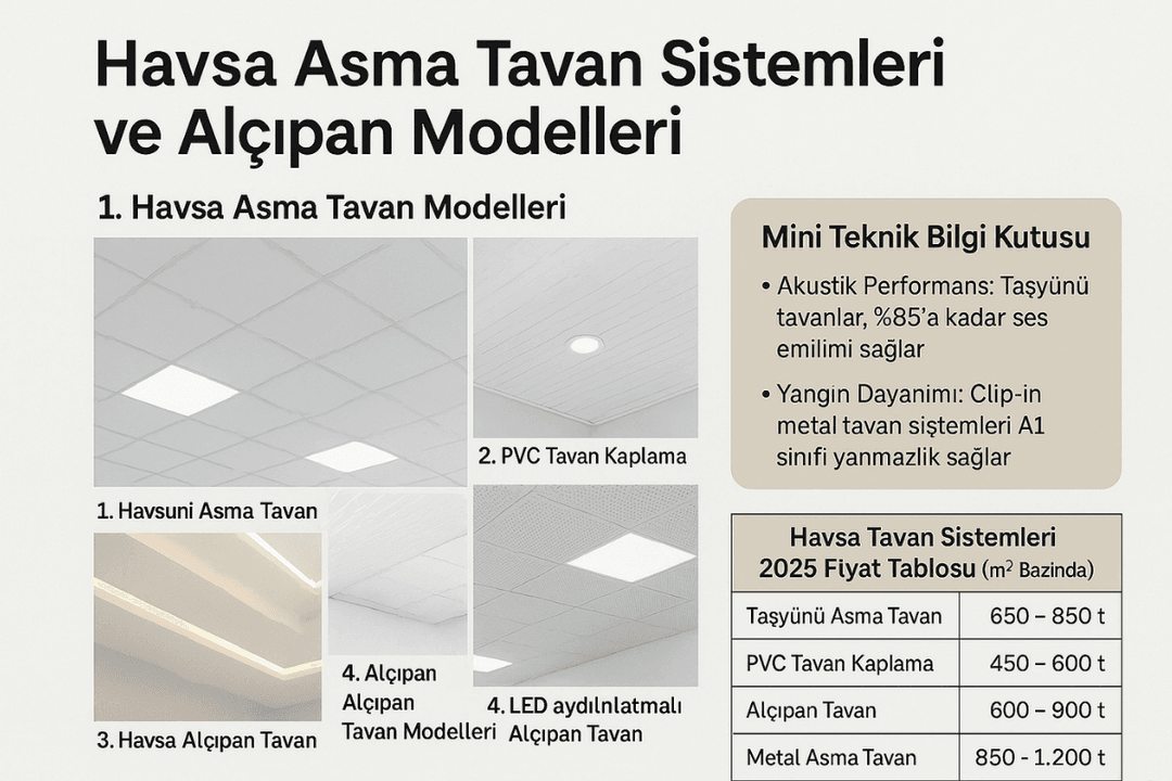 Havsa modern asma tavan ve alçıpan modelleri, güncel fiyat tablosu ve estetik tavan çözümleri – Dek-Mar İnşaat 