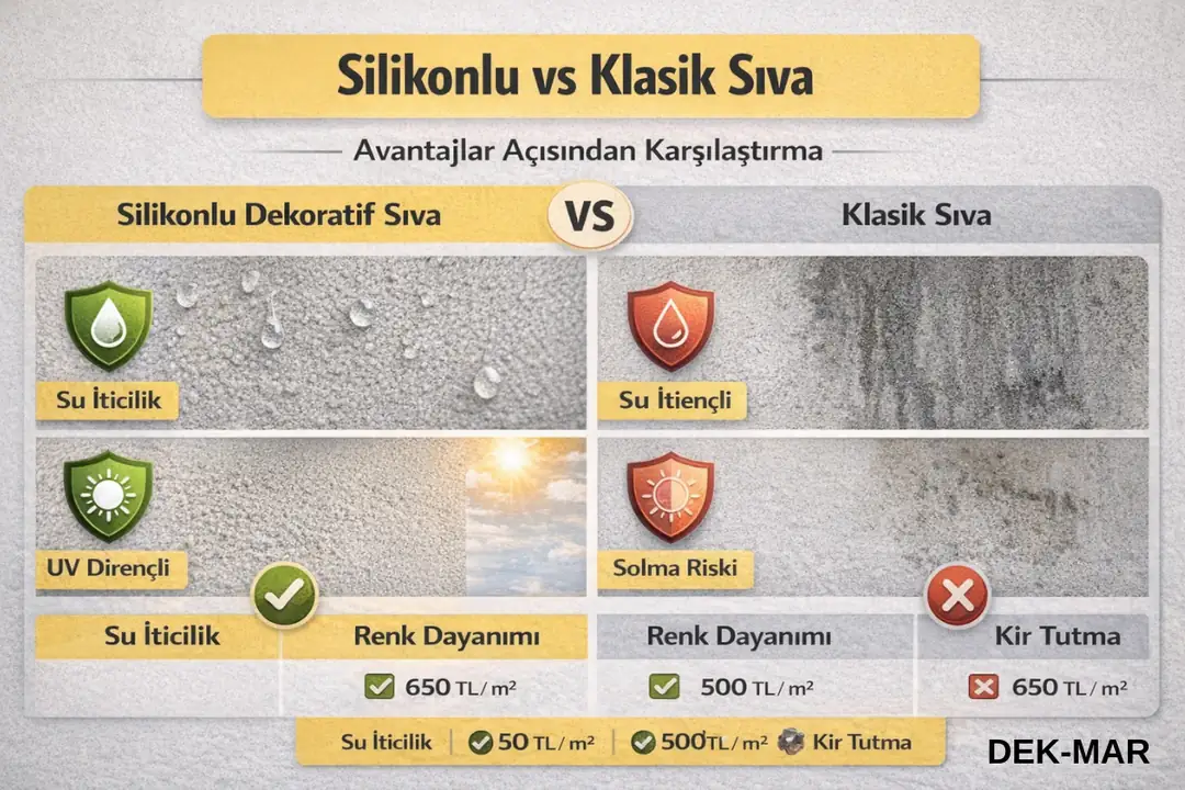 Silikonlu dekoratif sıvanın klasik sıvalara göre avantajları&nbsp;