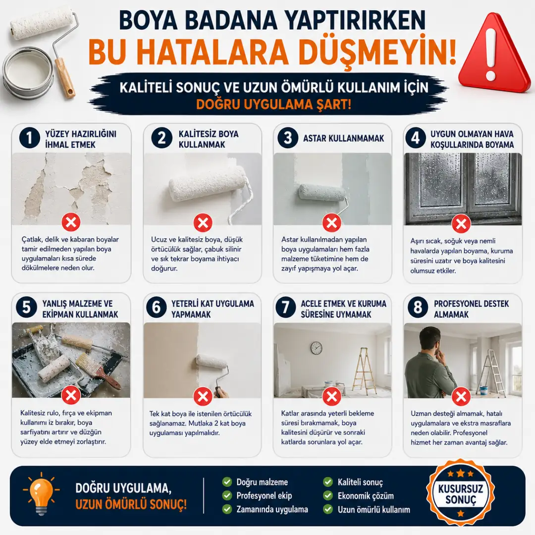 Boya badana uygulamalarında sık yapılan hatalar&nbsp;