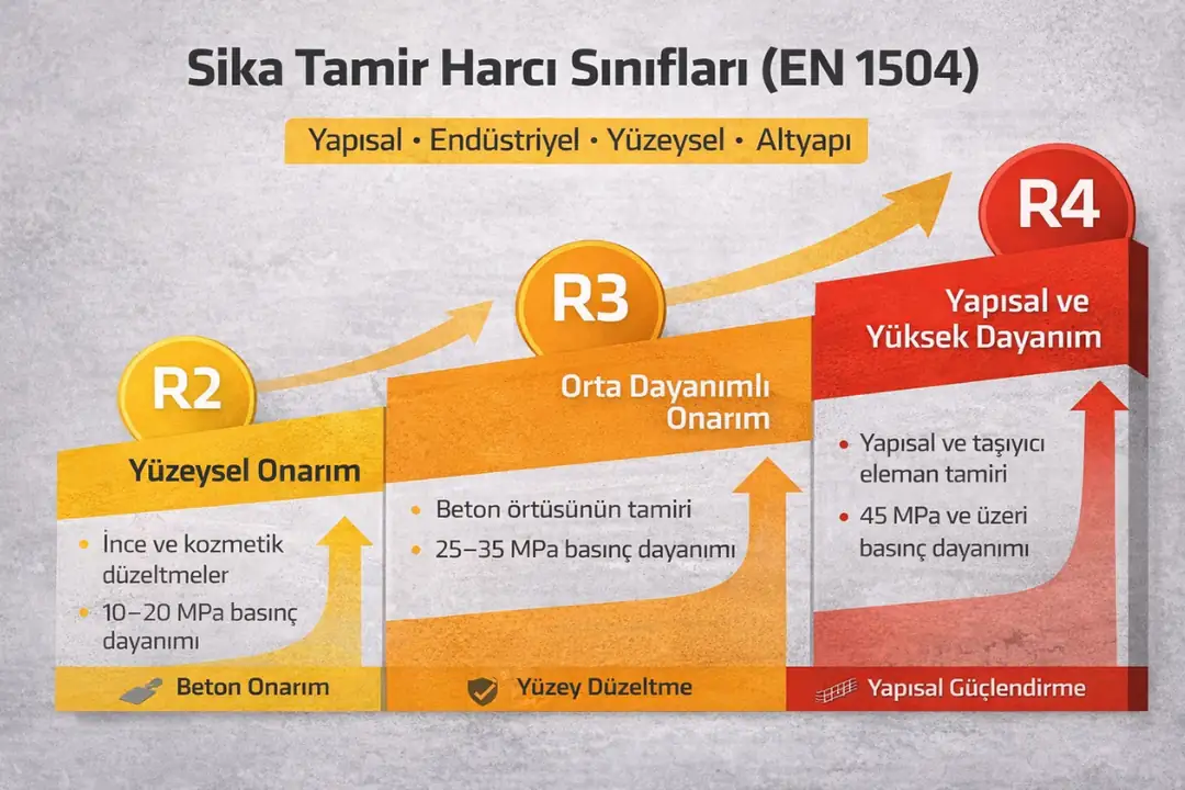 Sika tamir harcı R2 R3 R4 sınıfları ve kullanım farkları&nbsp;