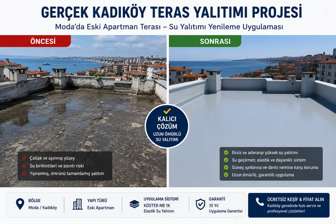 Kadıköy Moda bölgesinde yapılan teras su yalıtımı uygulaması&nbsp;
