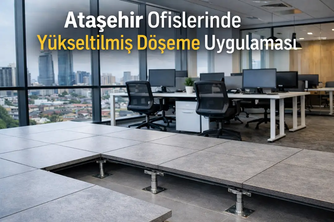 Ataşehir ofis projelerinde yükseltilmiş döşeme uygulaması&nbsp;