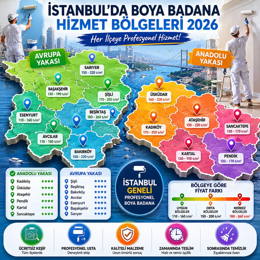 İstanbul boya badana hizmet bölgeleri haritası
