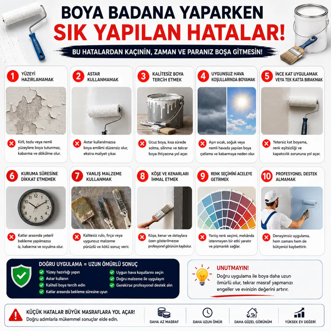 Boya badana uygulamalarında sık yapılan hatalar
