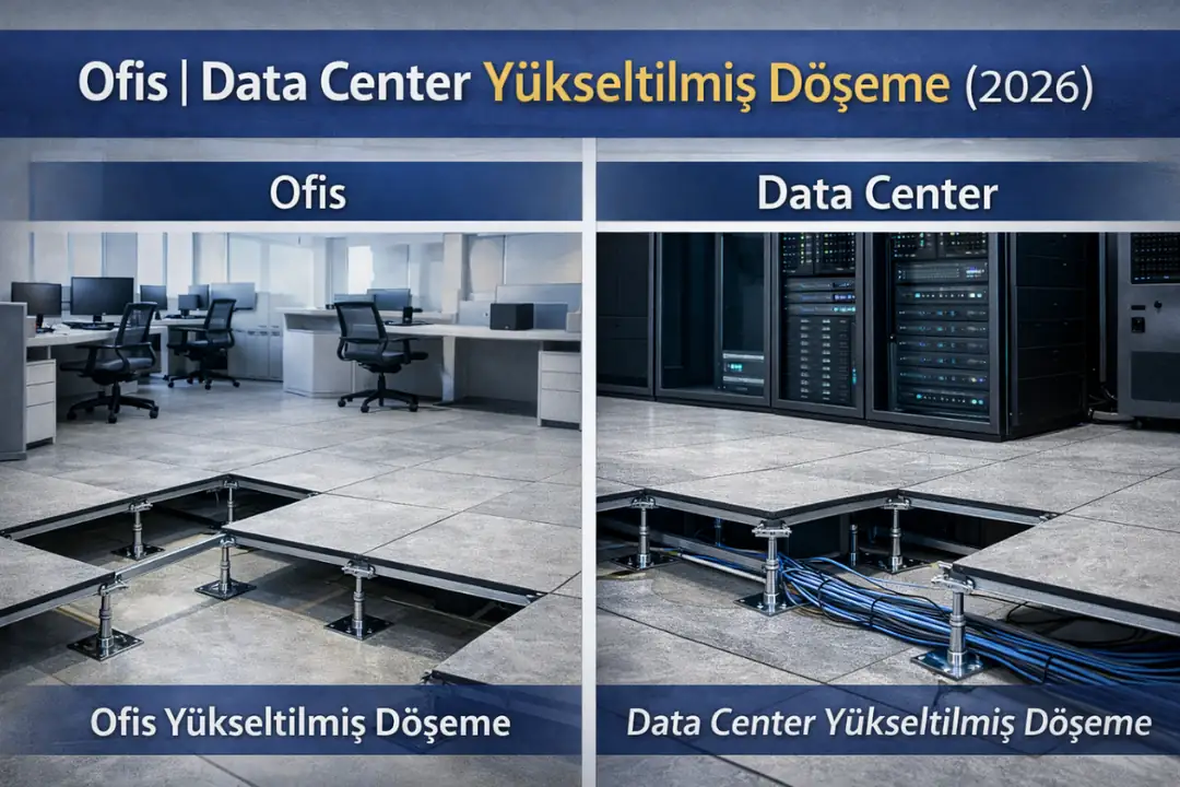 Ofis ve data center için yükseltilmiş döşeme uygulamaları