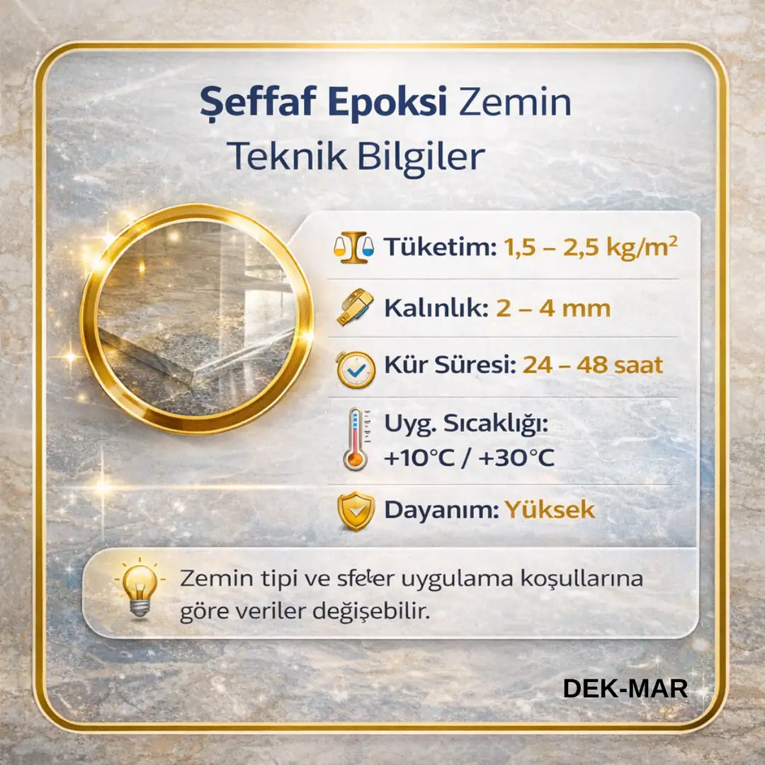 Şeffaf epoksi zemin kaplama teknik bilgileri – tüketim, kalınlık ve kür süresi